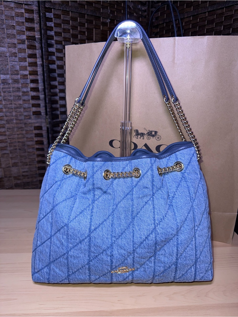 Coach Outlet Evelyn Shoulder Bag In Regenerative Cotton With Quilting- Dust bag